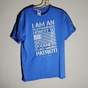 Printed t-shirt blue size M Flag Waving Patriot John W Shirt Usa July 4th Blue